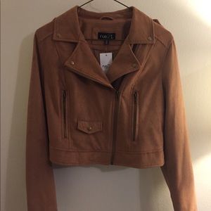 Faux suede moto jacket